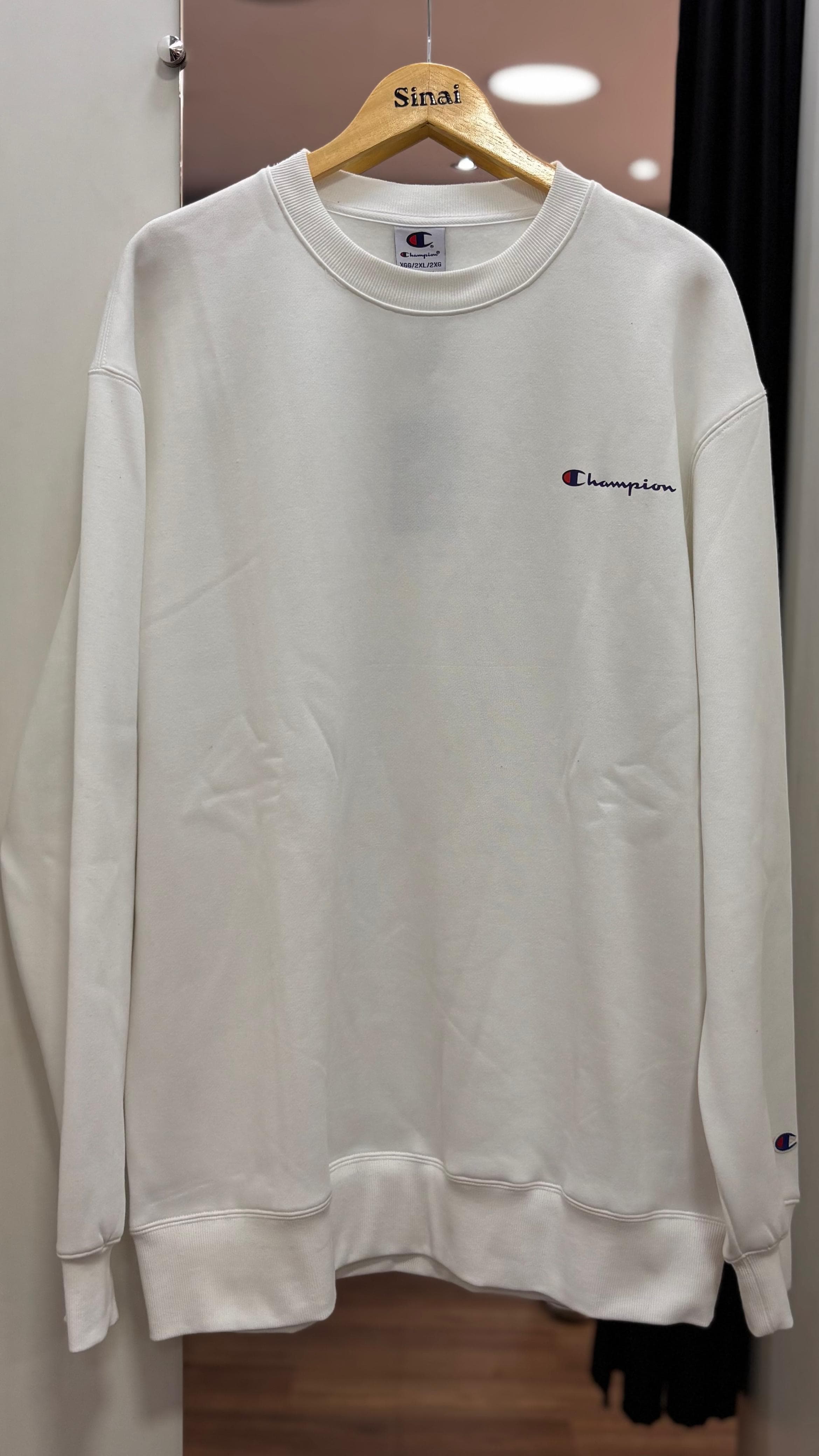 Moletom Champion - S/Capuz Logo Bordado Branco